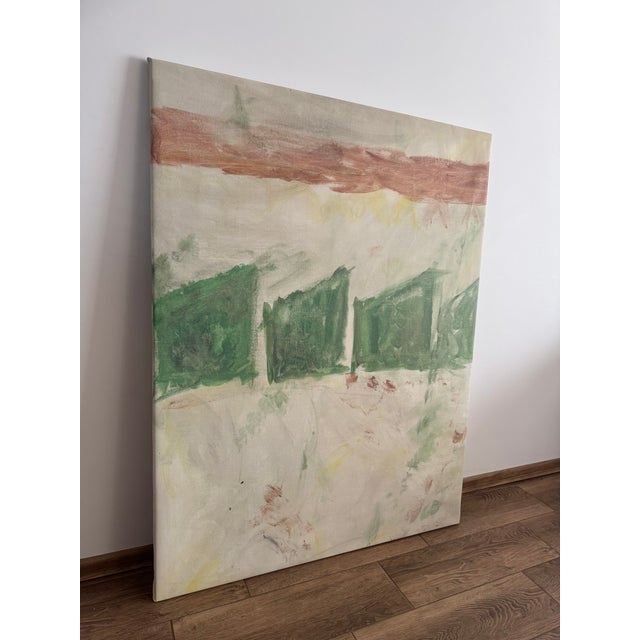 Large Abstract Painting Green Beige Art | Original Oil Painting on Canvas | Minimalist Wall Art | Modern Interior Decor | Oversized Neutral Artwork For Sale - Image 4 of 5