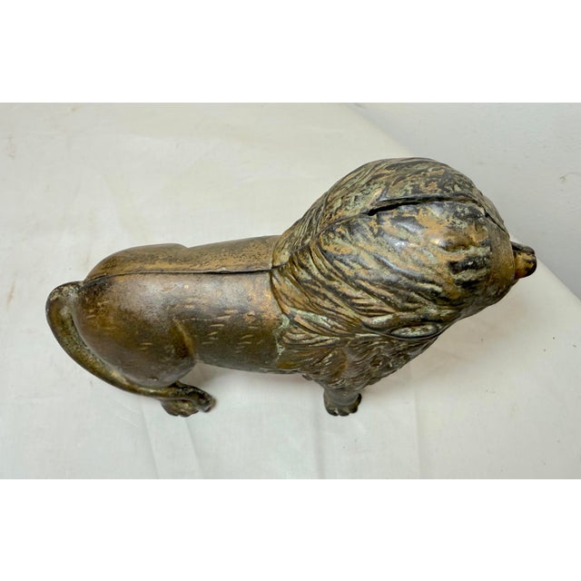 Antique Early 1900s Ac Williams Hand Painted Cast Iron Lion Still Bank For Sale - Image 9 of 12