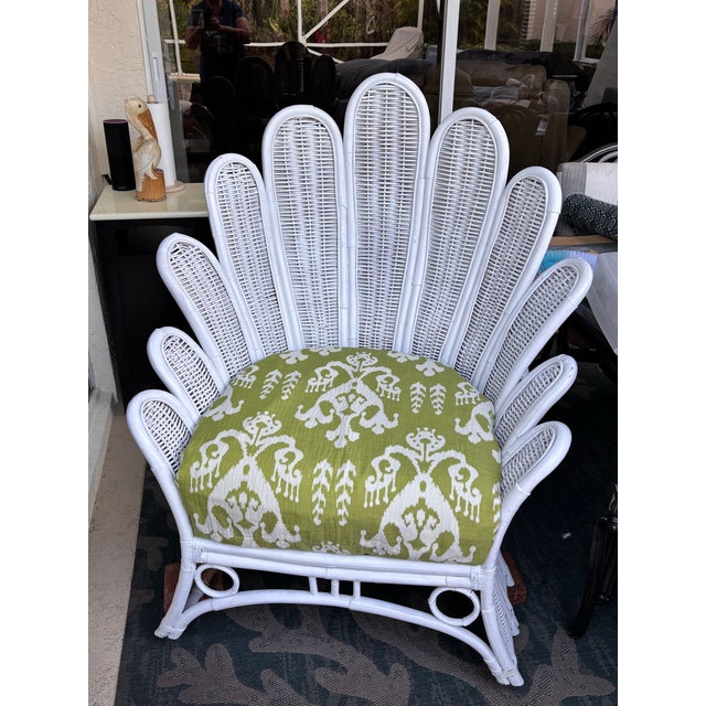 Wood Vintage Palm Frond, Fan-Back, Peacock Chair For Sale - Image 7 of 8