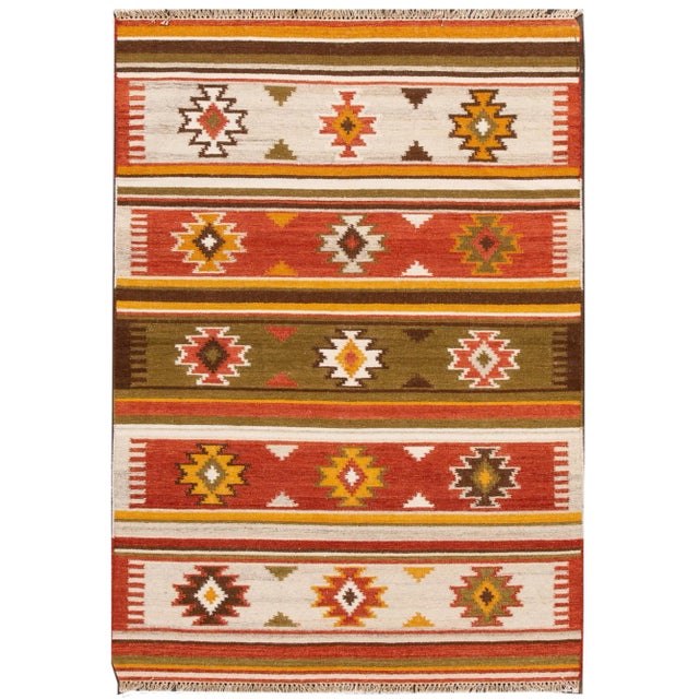 21st Century Modern Kilim Rug 4 '7'' X 6' 6''. For Sale - Image 10 of 10