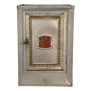 Antique Farmhouse Tin Metal Bread & Cake Cabinet Cupboard For Sale