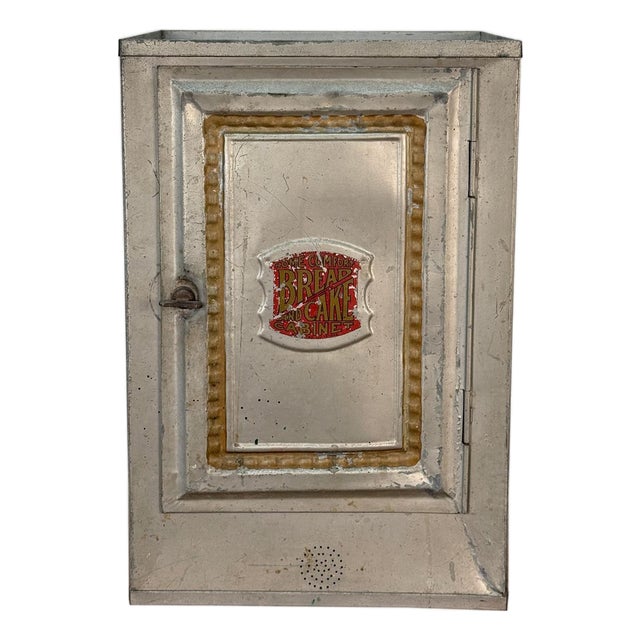 Antique Farmhouse Tin Metal Bread & Cake Cabinet Cupboard For Sale