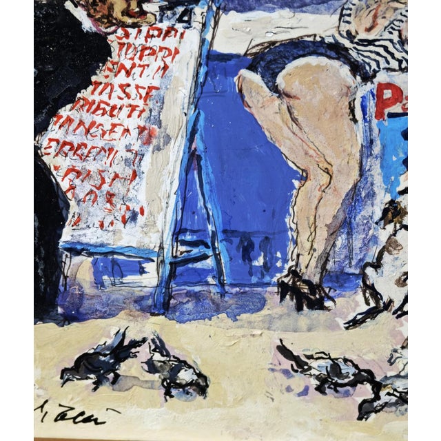 2000 - 2009 Walter Piacesi, The Newsstand, Mixed Media on Cardboard For Sale - Image 5 of 16