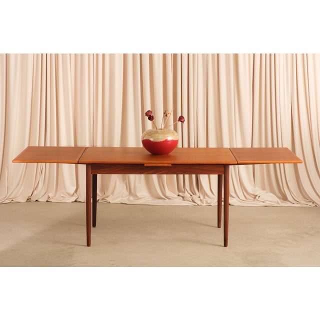 Mid-Century Modern Vintage Extendable Dining Table Attributed to Dyrlund, 1970s For Sale - Image 3 of 13