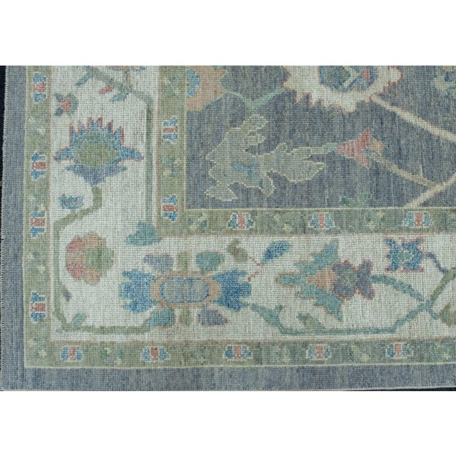 Green & Red Turkish Oushak Rug 8'3" x 10'2" For Sale - Image 4 of 9