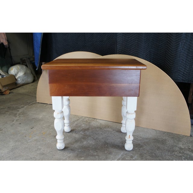 Wood Vintage American Country Farmhouse Cherry & Pine Painted Table Kitchen Island For Sale - Image 7 of 12