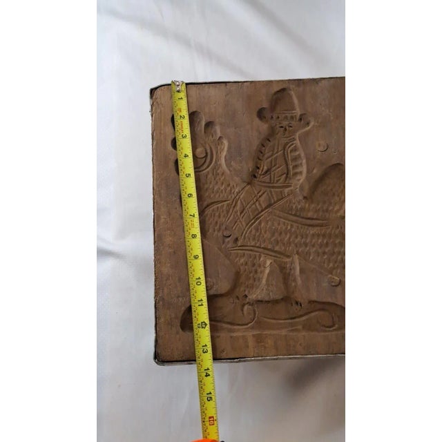 Antique Carved Wood a Man Riding Rooster Springerle Cookie Board Mold Folk Art, 18th Century For Sale - Image 11 of 12