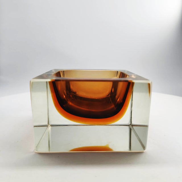 Brown Vintage Square Ashtray in Murano Glass by Flavio Poli for Seguso, 1960s For Sale - Image 8 of 8