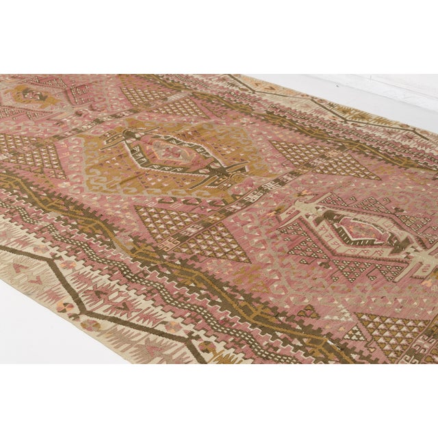 Mid 20th Century Oversize Handwoven Kilim Rug For Sale - Image 9 of 10