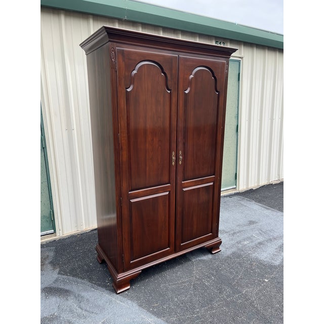 Traditional 1980s Ethan Allen Georgian Court Cherry Bedroom Clothing Armoire Wardobe For Sale - Image 3 of 12
