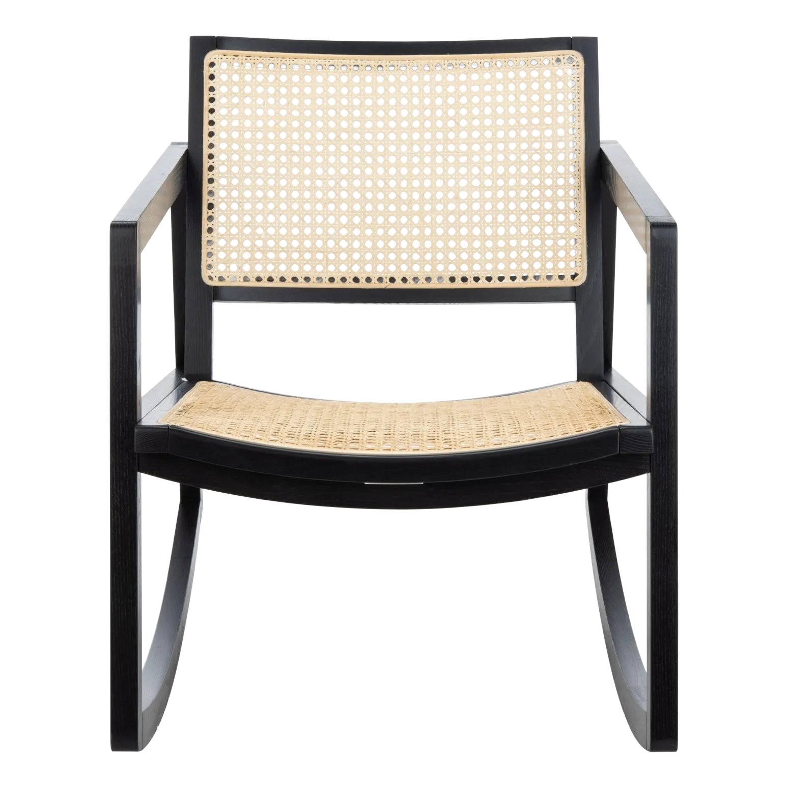 Perth Rattan Rocking Chair - Black / Natural | Chairish