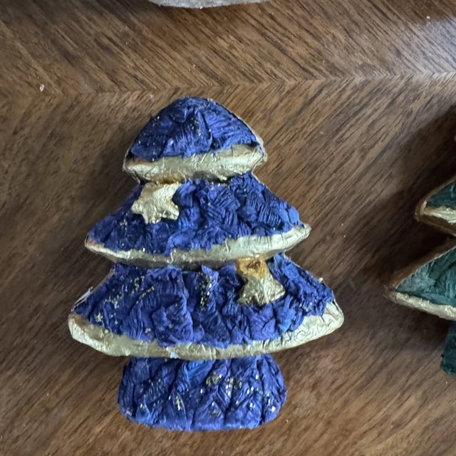 1980s Paper Mache Christmas Tree Ornaments-Set of 4 For Sale In Columbia, SC - Image 6 of 9