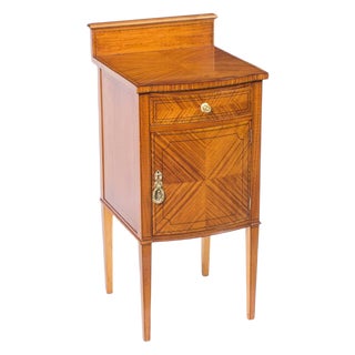 19th Century Victorian Satinwood Bowfront Bedside Cabinet For Sale