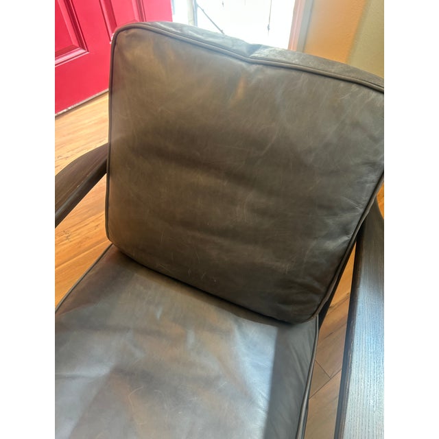 Animal Skin Pottery Barn Raylan Leather Arm Chair MCM For Sale - Image 7 of 14