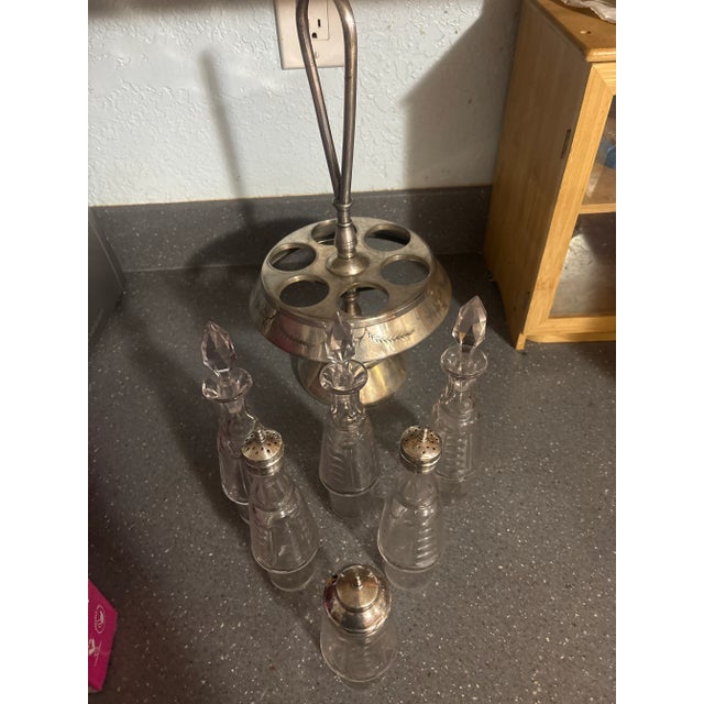 Antique Palmer MFG Silverplate Cruet Set With Etched Glass Bottles, Victorian Quadruple Plate #1045 For Sale In Phoenix - Image 6 of 6