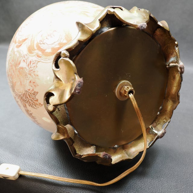 Metal Vintage Asian Chinoiserie or Kutani-Style Pheasant Floral Vase Lamp For Sale - Image 7 of 9
