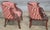 Early 20th Century Pair of English Regency Mahogany Bergeres With Swan Head Carving Red Silk Fabric For Sale In Cleveland - Image 6 of 12
