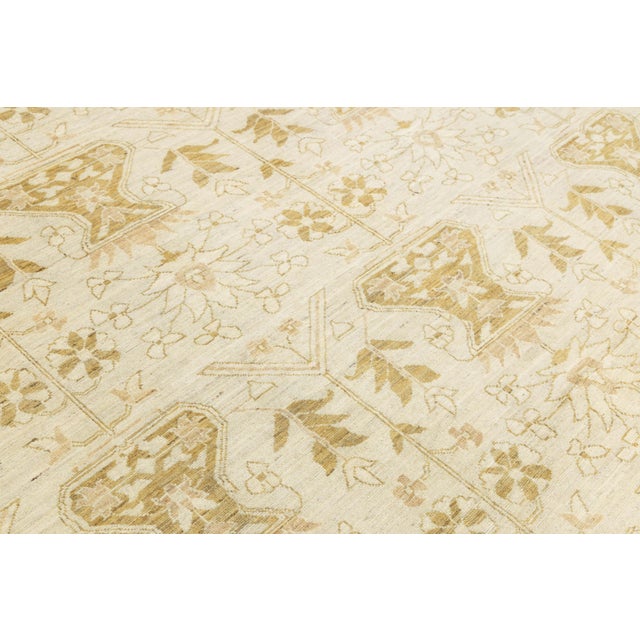 Modern Elegant Golden Ivory Modern Oushak Style Hand-Knotted Wool Rug 10x14 For Sale - Image 3 of 10