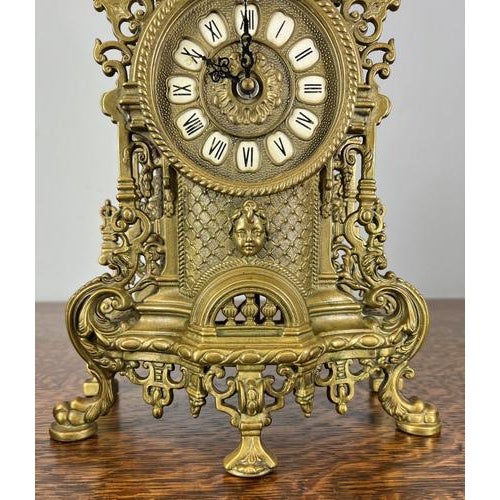 Vintage French Style Decorative Ornate Table Mantel Clock For Sale - Image 4 of 14