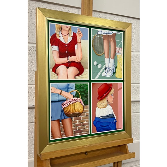 Vintage English Woman Tennis Player Picnic Basket Smoking 1960's 1970's England 2013 For Sale - Image 4 of 11