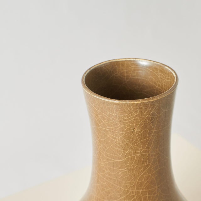 Mid 20th Century Longquan Celadon Vase with Brown Teadust Glaze For Sale - Image 5 of 8