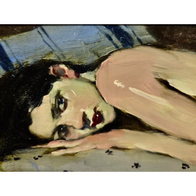 Malcolm Liepke -Girl Reclined on Her Side-Oil Painting For Sale - Image 4 of 8