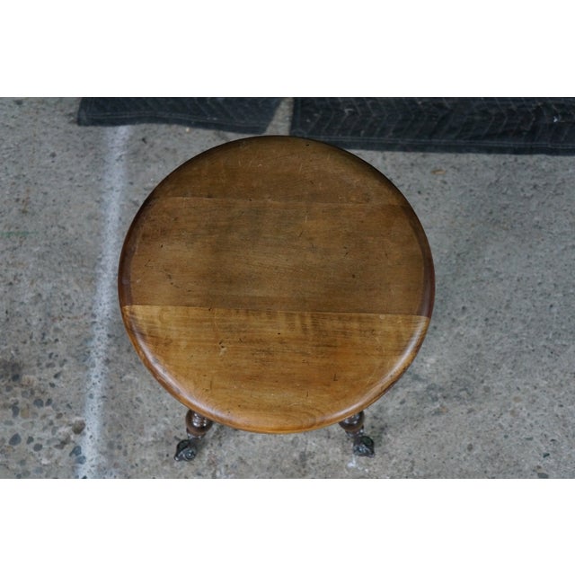 Antique Victorian Birch Ball & Claw Piano Organ Stool Seat Rest For Sale - Image 6 of 17