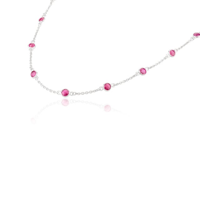 Not Yet Made - Made To Order Minimalist Natural Ruby Station Chain Necklace for Her in 14k White Gold For Sale - Image 5 of 12