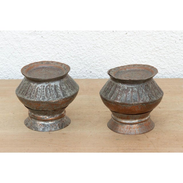Pair of Tinned Copper Spice Vessels For Sale In Los Angeles - Image 6 of 9
