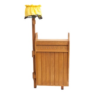 Bar Cabinet with Floor Lamp by Guillerme et Chambron, 1950s For Sale