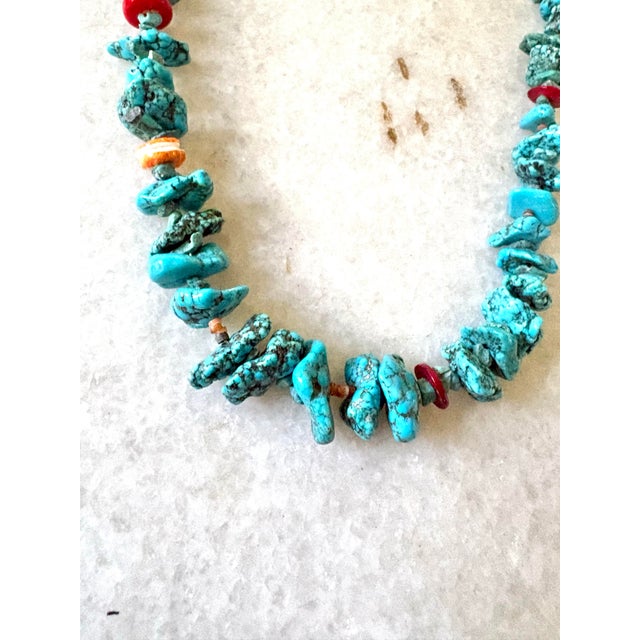 American Vintage Turquoise and Coral Native American Necklace For Sale - Image 3 of 4