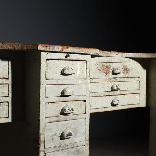 Industrial Table with Four Workstations For Sale - Image 6 of 16