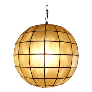 Capiz Shell Globe Pendant Light For Sale