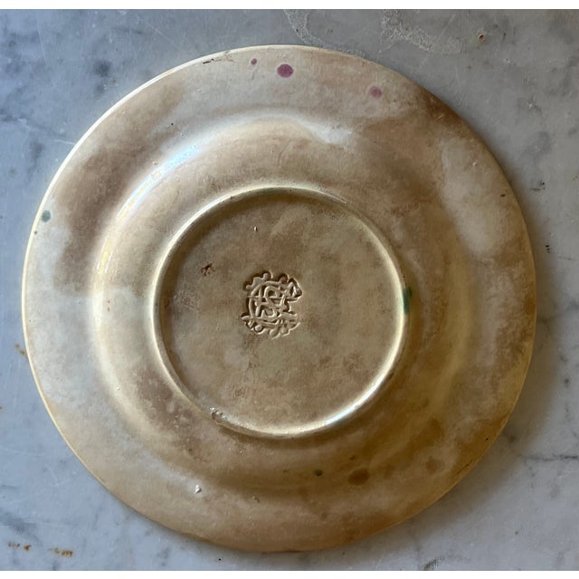 Yellow Griffin Smith & Hill Maple Leaf Etruscan Majolica Plate For Sale - Image 8 of 8