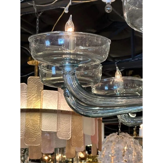 Modern Modern Steel Blue Murano Glass Chandelier For Sale - Image 3 of 8