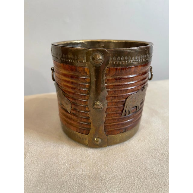 English 19th Century Anglo Indian Brass Bound Turned Wood Peat Buckets - Set of 2 For Sale - Image 3 of 13