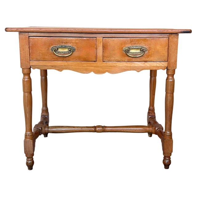 Wood Early 20th Spanish Mobila Country Farm Desk with, Side Table or Butcher Block For Sale - Image 7 of 18