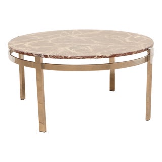 Vintage Round Coffee Table in Marble and Chrome For Sale