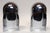 Striking pair of hooded/helmet-form table lamps in chrome with porcelain sockets (ca. 1960s, Italy). Sculpturally elegant,...
