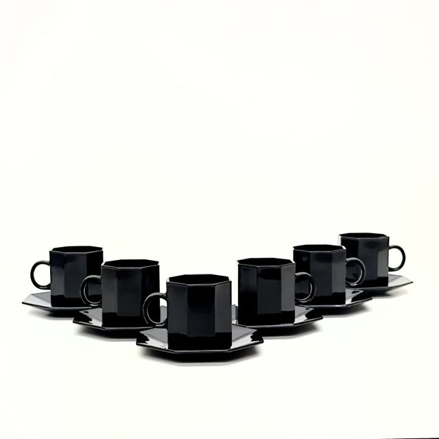 Mid-Century Modern 1980s Octime Espresso Cups & Saucers by Arcoroc France - Set of 6 For Sale - Image 3 of 6