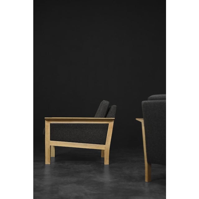 Set of Danish Oak and Felt Lounge Chairs, 1960s For Sale - Image 6 of 18