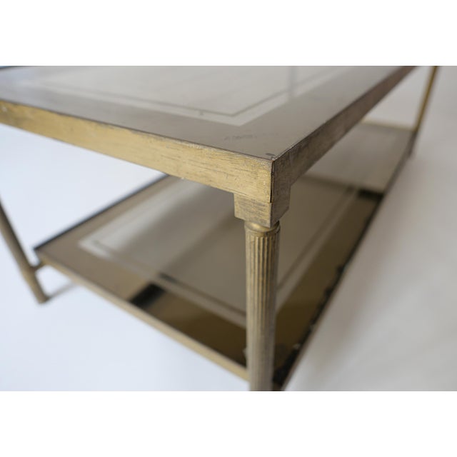 Metal Vintage Brass Coffee Table with Smoked Glass and Mirror from Maison Jansen, 1960s For Sale - Image 7 of 11