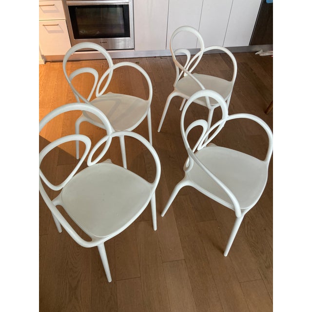 Four White Plastic Designer Chairs From Moma Store Chairish