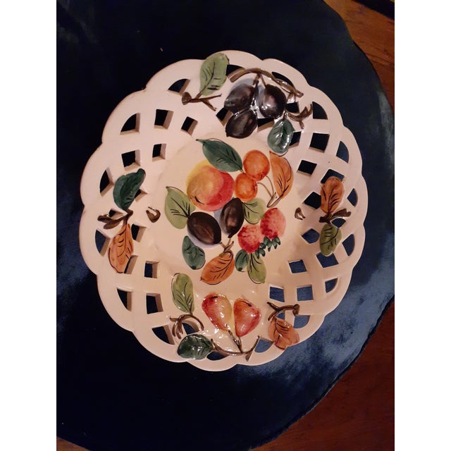 1970s Hand Painted Reticular Bowl Made in Italy For Sale - Image 4 of 6