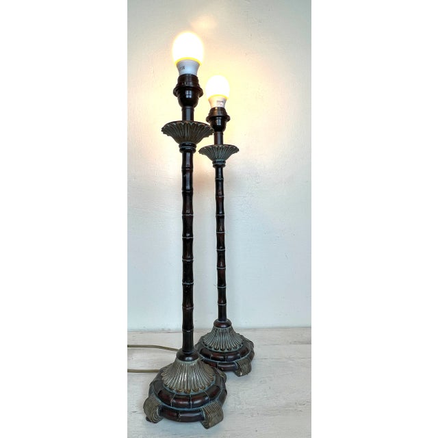 Faux Bamboo Table Lamps, 1970s, Set of 2 For Sale - Image 9 of 11