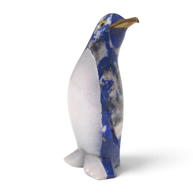 Figurative Miniature Hand Painted Penguin Figurine With Glass Eyes & Metal Beak 2.1" For Sale - Image 3 of 12