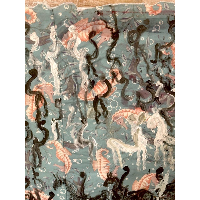 Purvis Young Mixed Media on Poster Board with Seahorse Fabric & Painted Warriors For Sale - Image 15 of 18