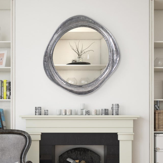 Martine Abstract Cast Iron Mirror in Silver For Sale - Image 11 of 11