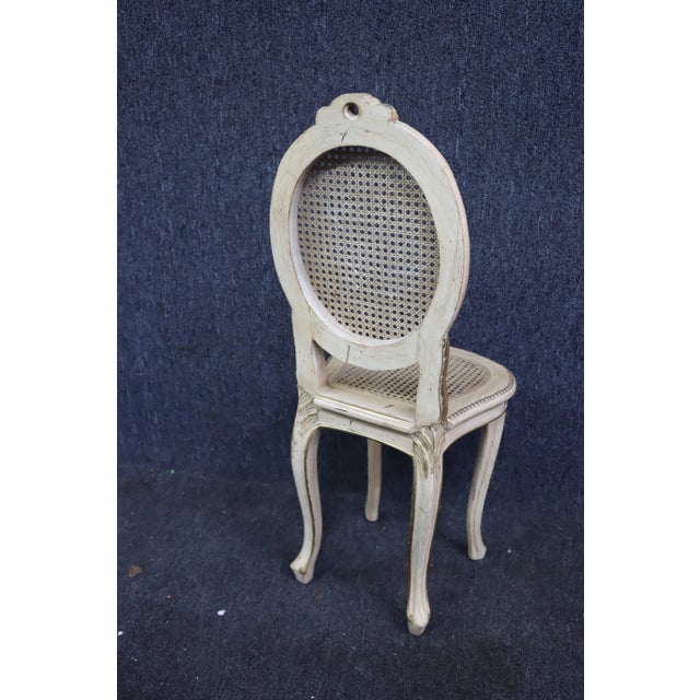 Louis XV Style Painted Decorated and Caned Side Chair For Sale - Image 4 of 7