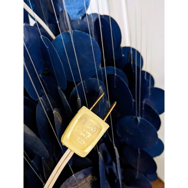 Mid-Century Modern Verner Panton Blue Capiz Shell Chandelier For Sale - Image 6 of 6
